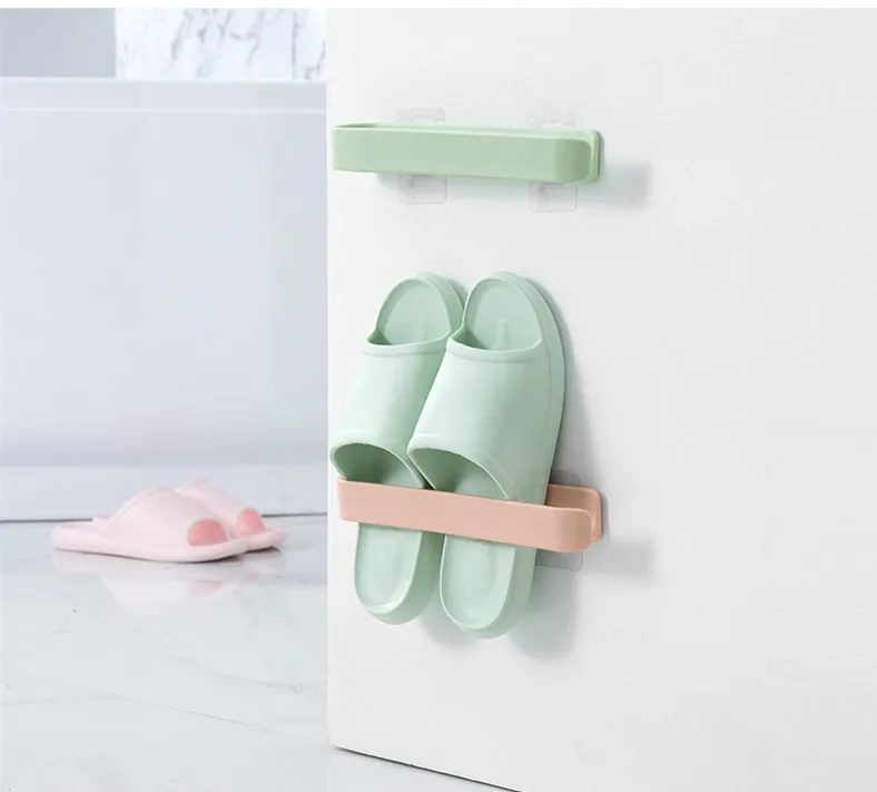 Wall Mounted Bathroom Slippers Rack Shoe Organizer Folding Hanger Self Adhesive Storage Holder Closet Cabinet Hook | Дом и сад