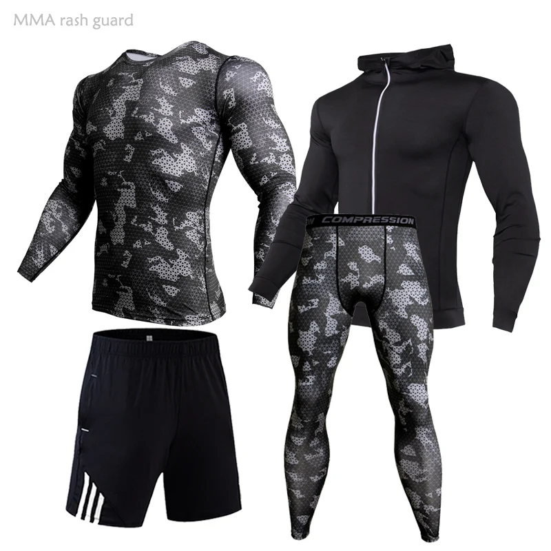 

Winter Men Thermal Set Compression Underwear Warm First Layer Skin Long Johns Rash Guard MMA Track Suit Jogging Suit for Fitness