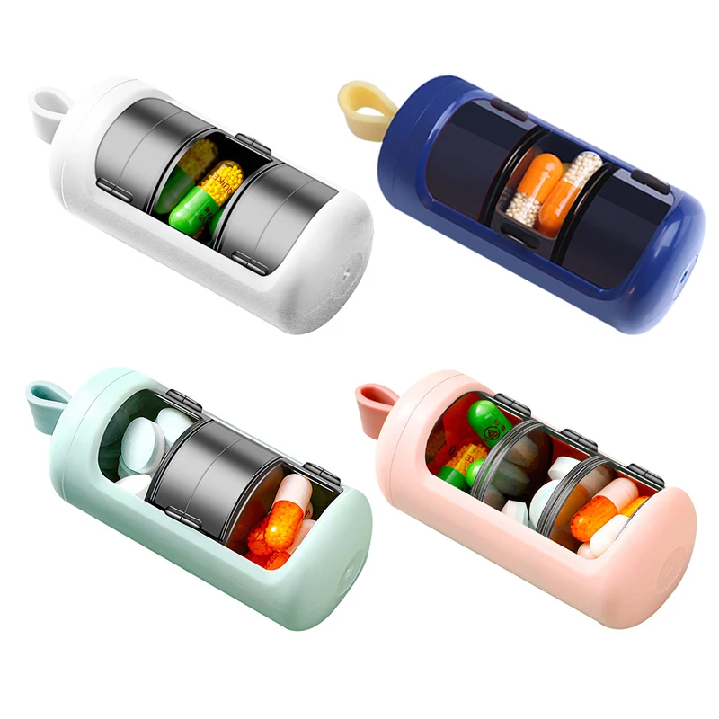 

Portable Pill Medicine Box Storage Organizer 3 Grids Cache Drug Holder Container Keychain Pill Box Health Care Splitters 4 Color