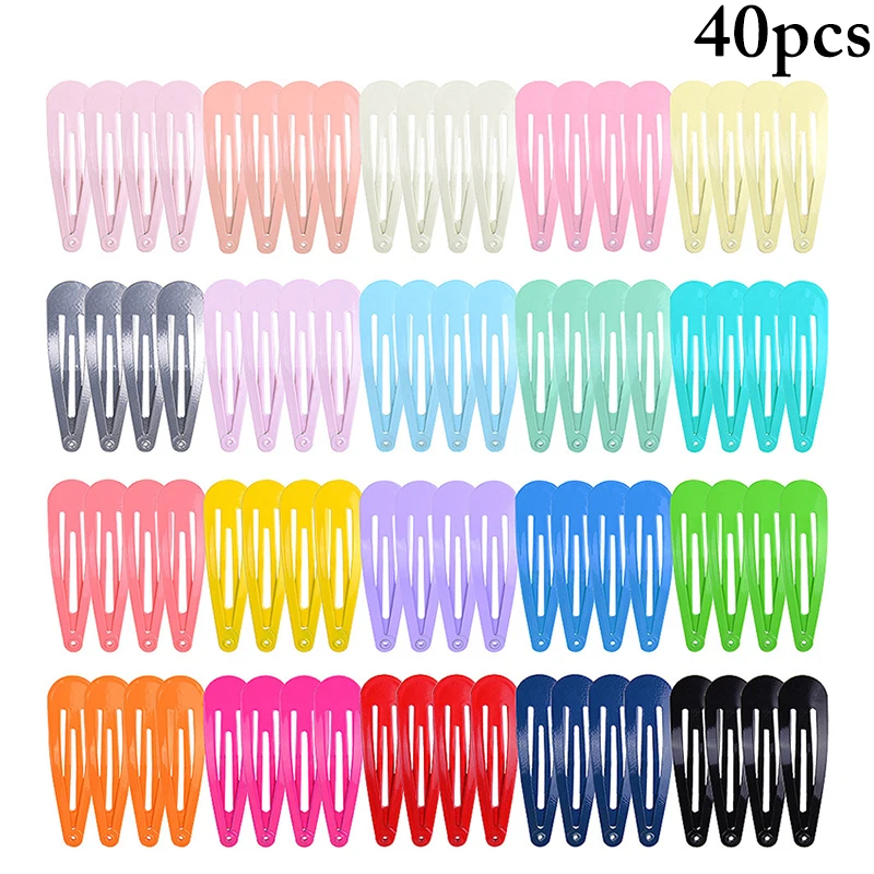 

40PCS Women Girls Water Drop Hair Clip Non-Slip Metal Hairpins Snap Barrettes Colorful BB Hair Clip Headwear Hair Accessories