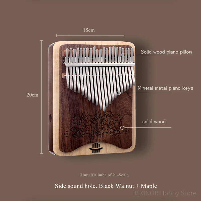 Combination Kalimba Hluru A 21key Thumb Piano Hollow Side Sound Hole  Mbira Keyboard Instrument High Quality Calimba Music Box