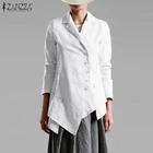 Женские куртки 2020 модные ZANZEA элегантные женские блейзеры с асимметричным подолом однобортные костюмы Верхняя одежда Пальто размера плюс