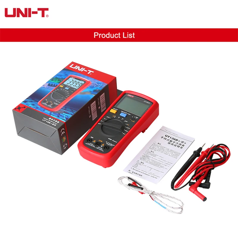 

UNI-T UT136B+/UT136C+ Multimeter Digital Tester AC DC Voltmeter Ammeter Ohm Capacitance HFE Diode/Transistor Test