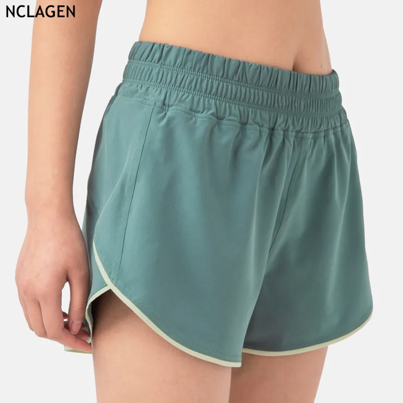 Женские спортивные шорты с высокой талией быстросохнущие летние для фитнеса и