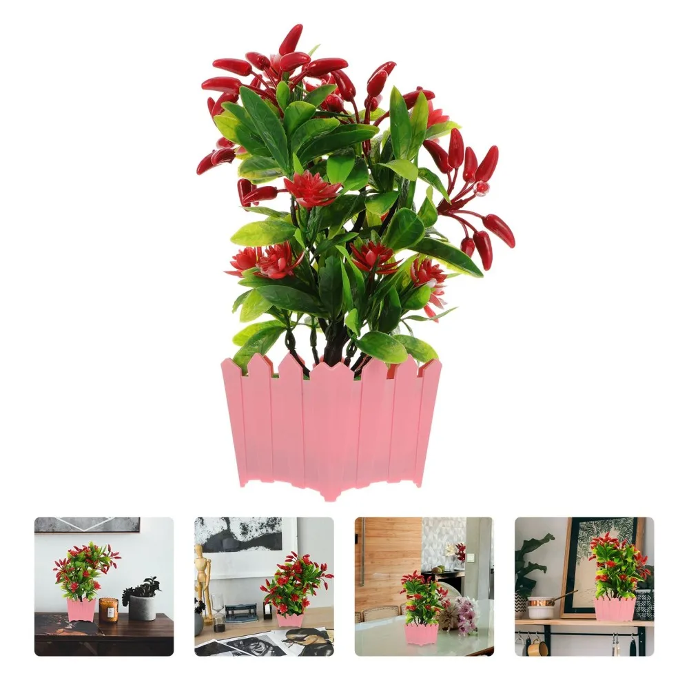 

1pc Fake Chili Flower Plant Decor Artificial Greenery Bonsai for Decor