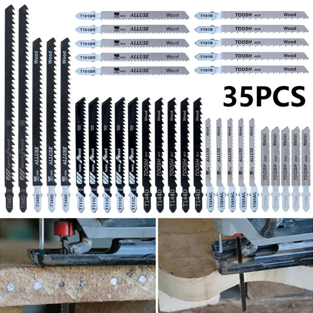 

35PcsT744D T344D T101B T111C T144D T101AO T118A T101BR Jig Saw Blade T-Shank Blade Cutter Metal Wood Cutting Woodworking