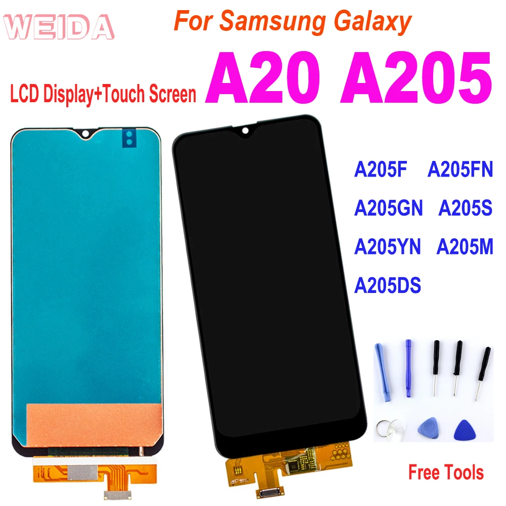 

100% Tested 6.4" LCD for Samsung A20 A205 SM-A205F A205FN LCD Display Touch Screen Digitizer Assembly for Samsung A20 LCD A205S