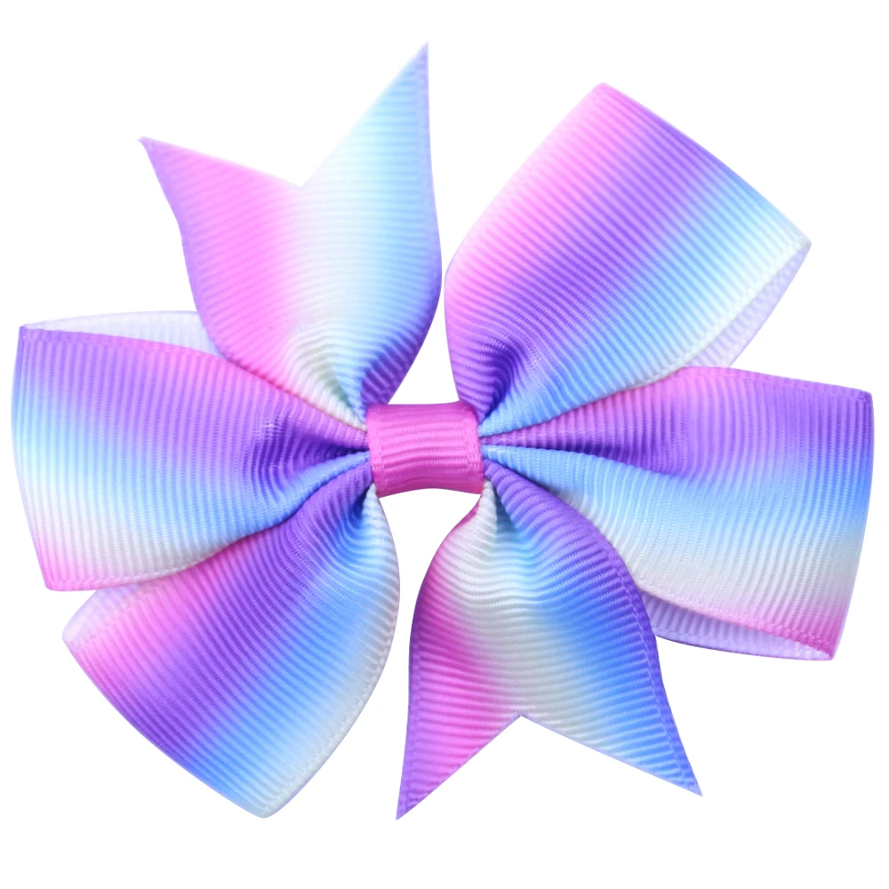 

20pcs 3'' Grosgrain Ribbon Boutique Hair Bows with clips /no clips Pinwheel Rainbows Bow For Girls Kids Hairbow Hair Accessories