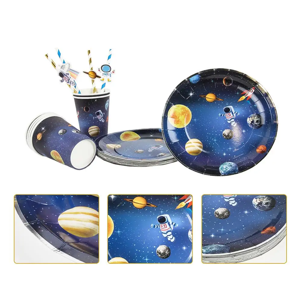 

Outer Space Birthday Party Decorations Astronaut Rocket Ship System Theme Party Planet Space Cups Boy Kids Paper Supplies Favors