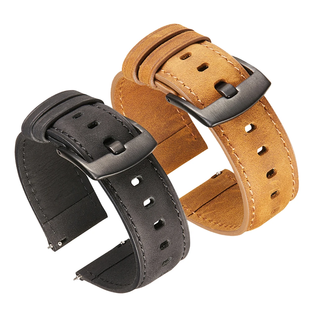 

Ремешок для TicWatch Pro 2021/Pro 3 GPS/GTX, кожаный браслет для TicWatch E3/GTH Crazy Horse, аксессуары для часов