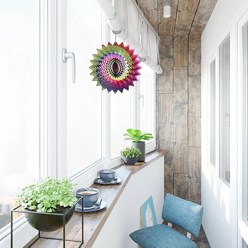 

Металлический 3d-спиннер, подвесные вращающиеся ветряные колокольчики, художественные украшения, Декор для дома, сада, двора, INTE99