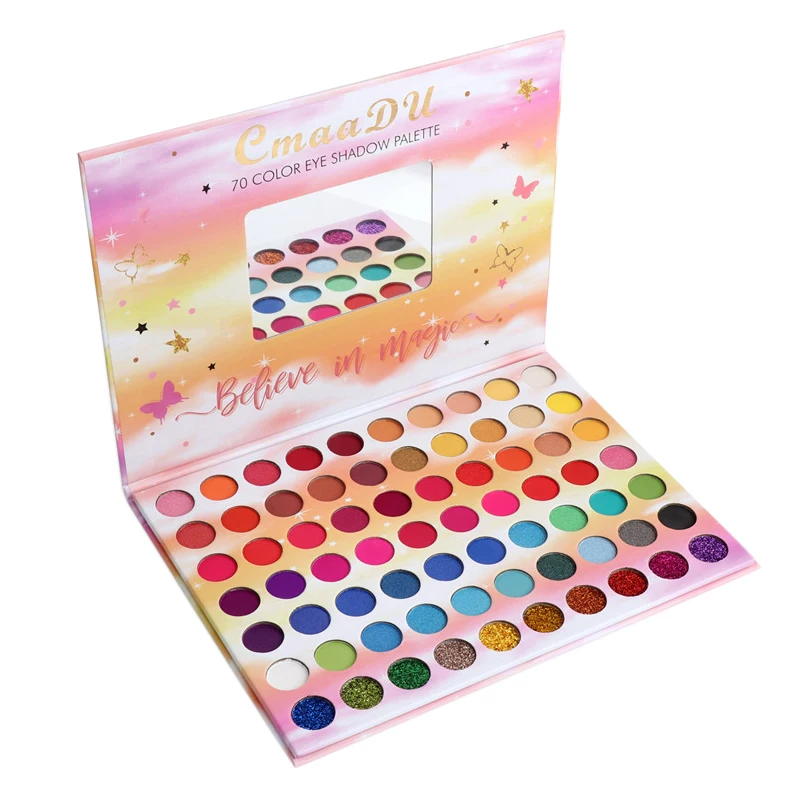 

New Pressed Chunky Glitter Eyeshadow Palette 70 Colors Metallic Shimmer Highly Pigmented Cosmetic Pallet Eye Shadows Hot Sell