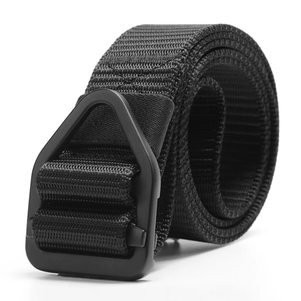 Black 1,5 ''тактический пояс для мужчин, пояс для боевых действий 125 см, Военный Спортивный Ремень, регулируемый охотничий аксессуар для спорта на открытом воздухе - Цвет: Black