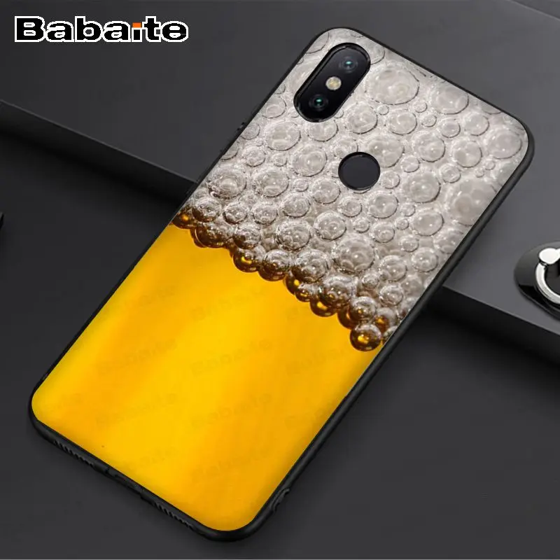 beer foam Black TPU Soft Phone Case Cover For redmi 7 5plus 5A 6pro 4X note5A note6pro note7 funda