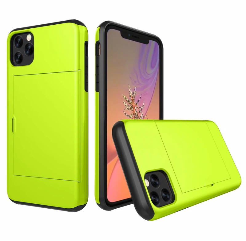 green Для Iphone X XR XS 11 Pro Max 8 7 6 6s Plus 5 5S SE чехол Роскошный кошелек Гибридный скользящий держатель для карт для хранения Броня прочный Чехол - Цвет: green