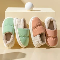 bread cotton slippers waterproof female winter cold protection warm down cloth bag heel cotton shoes couples can be worn outside