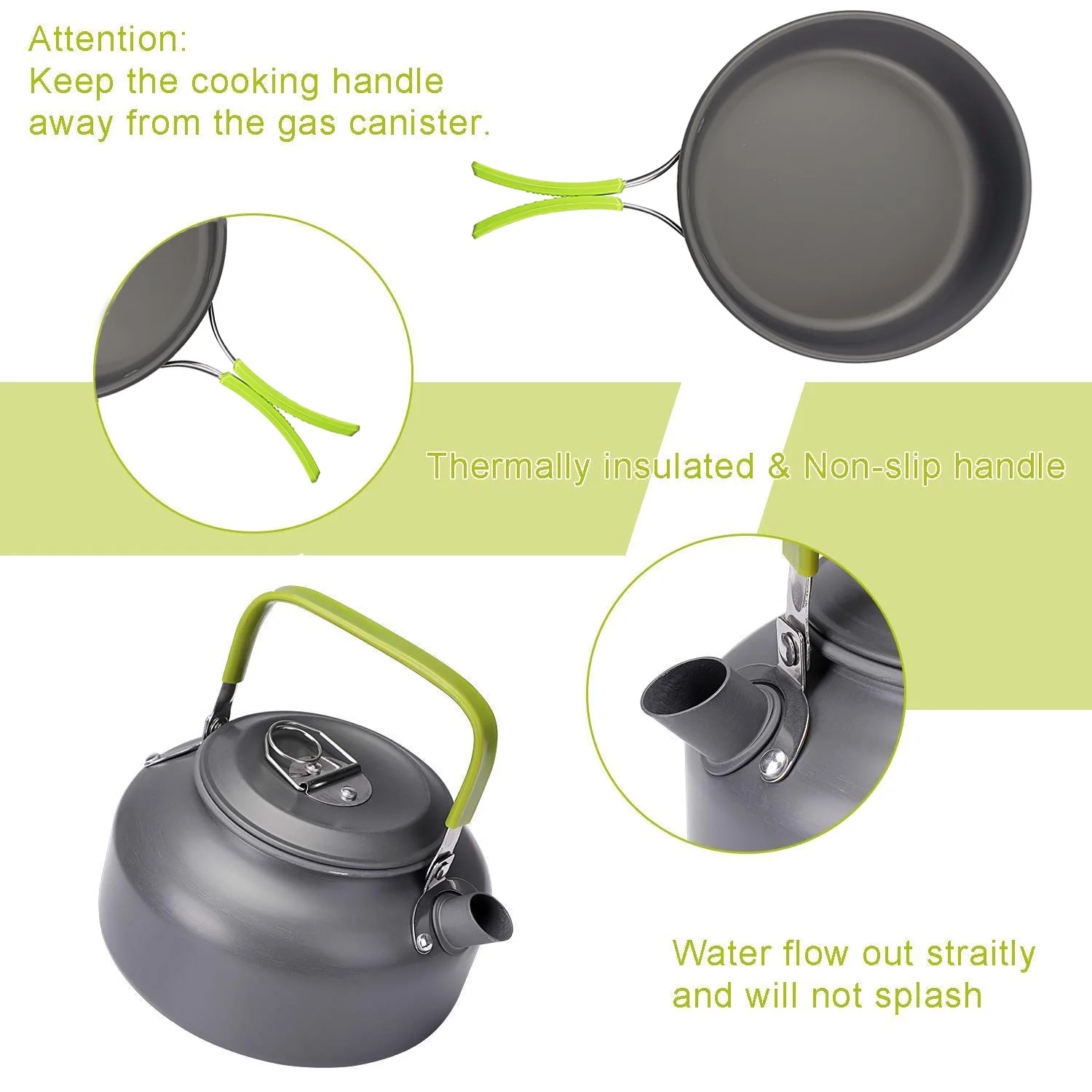

Ultra-light Aluminum Alloy Camping Cookware Utensils Outdoor Cooking Teapot Picnic Tableware Kettle Pot Frying Pan Wooden shovel