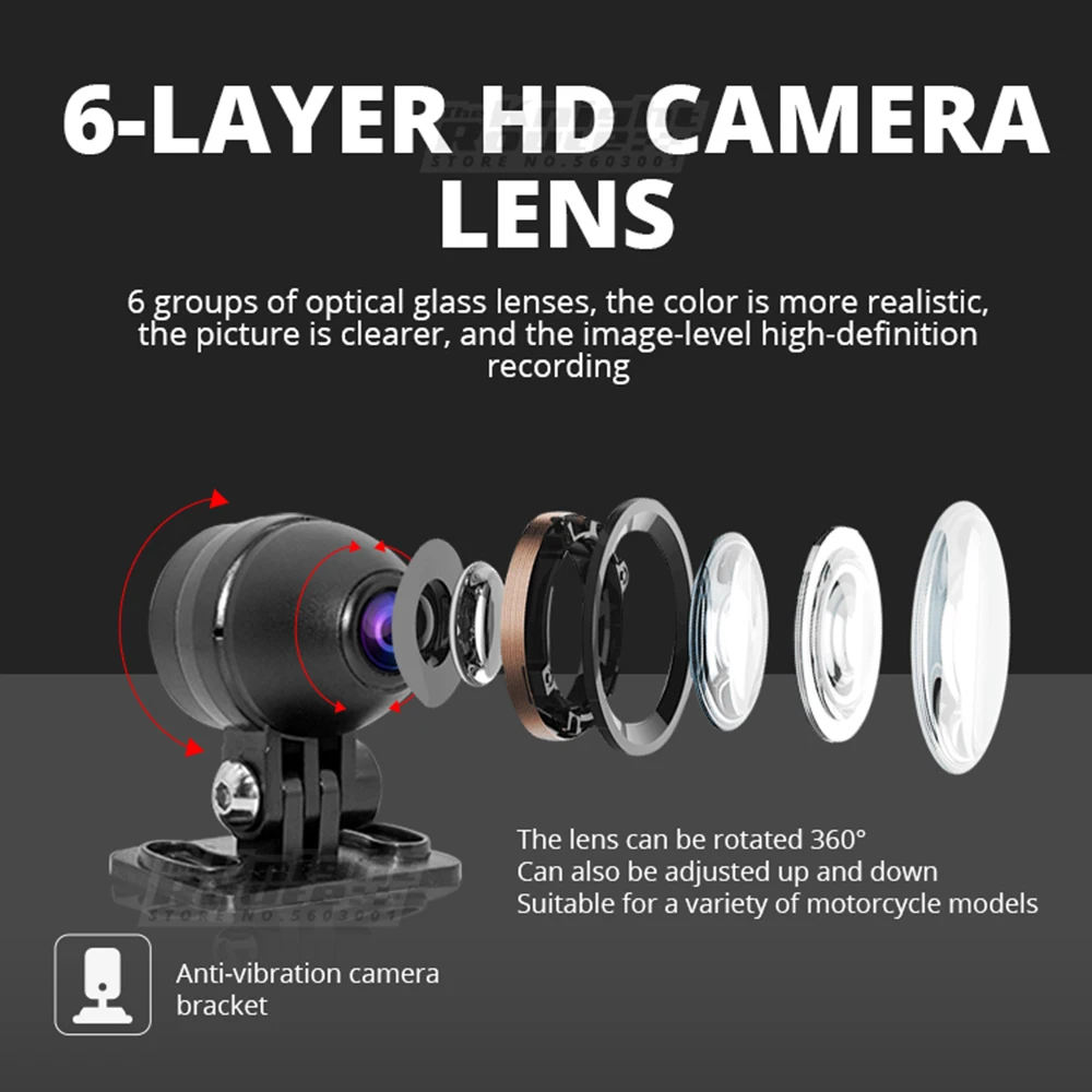 Видеорегистратор для мотоцикла TIEBRO 3 дюйма водонепроницаемый WiFi 1080P - купить по