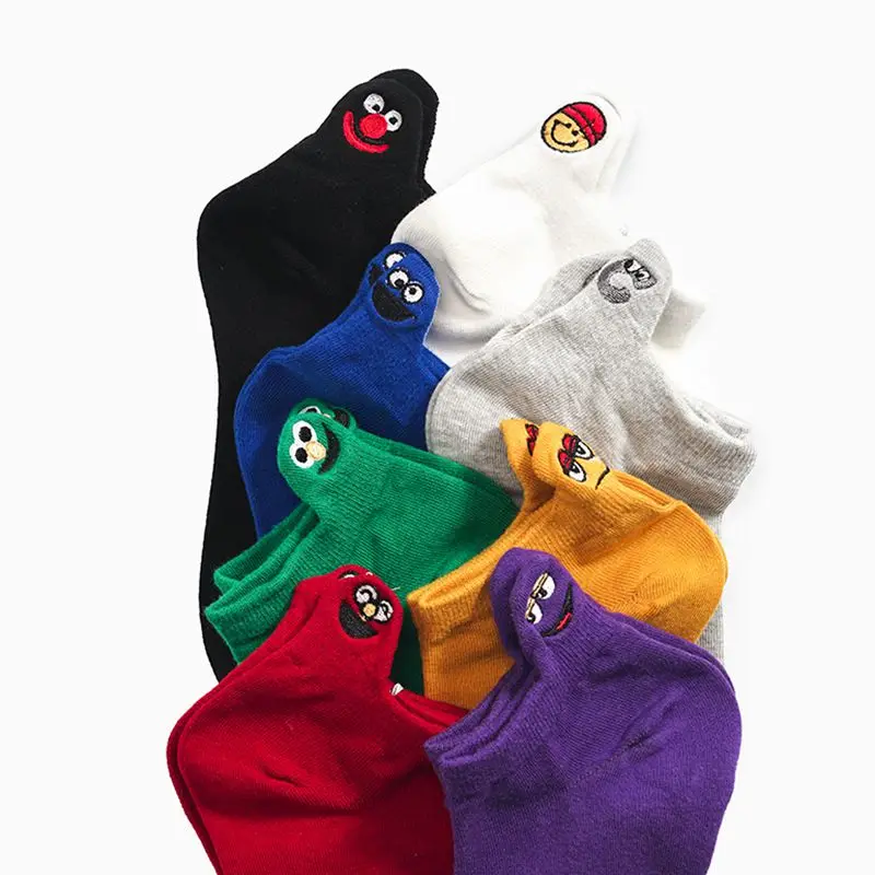 Забавные носки модные тапочки женские летние хлопковые до щиколотки с