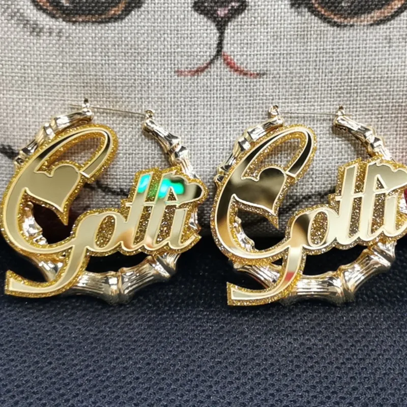 3 уметра 2020 Новые Пользовательские именные серьги бамбуковые хип хоп с личными