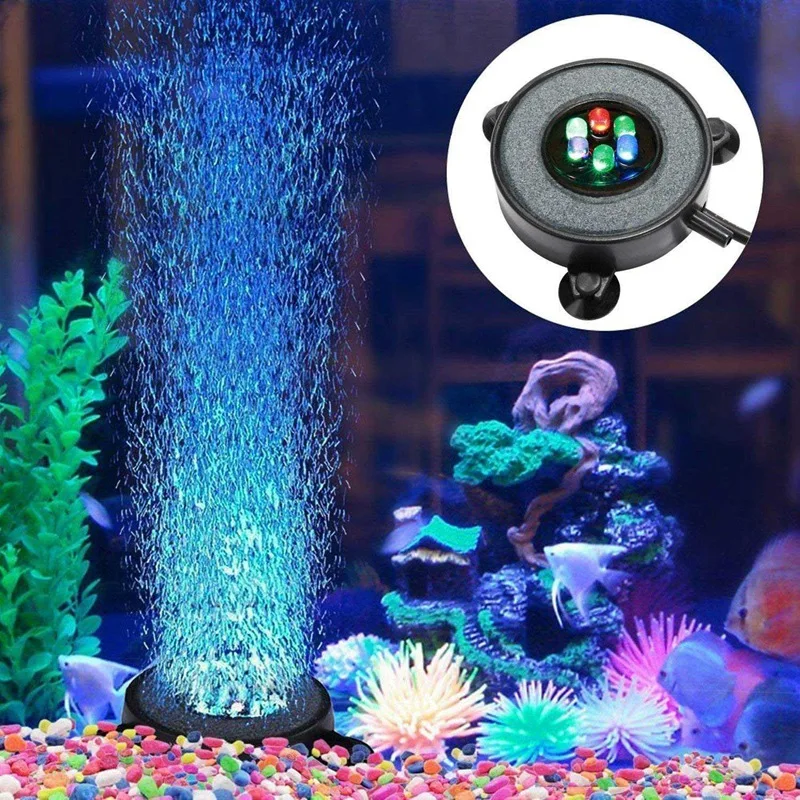 

Best Led Aquarium Air Bubble Light Fish Tank Air Curtain Bubble Stone Disk with 6 Color Changing Leds