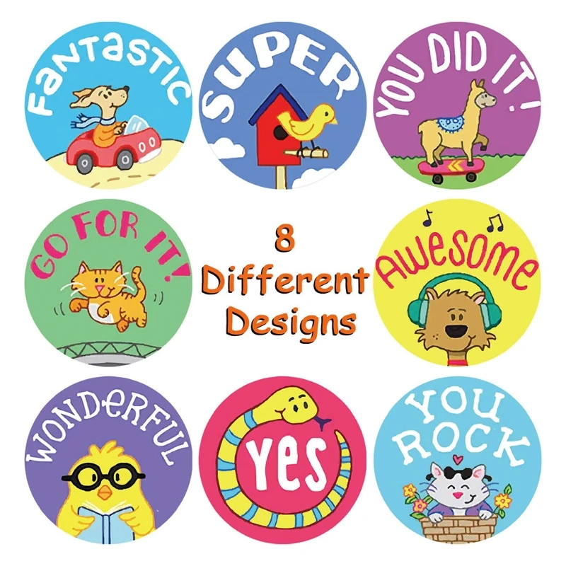 

1 Roll Cartoon Animal School Teacher Reward Stickers Motivate Students Stickers