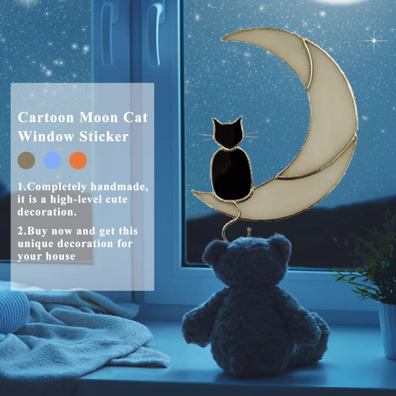 Витражные витражные настенные наклейки в форме кота на Луну окна Ловца солнца