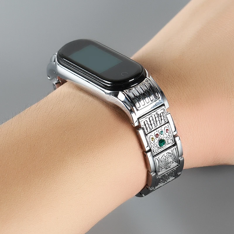 Металлический браслет для mi band 3 4 ремешок из нержавеющей стали сменный Браслет для Xiaomi mi Band 3 ремешок mi band 4 аксессуары - Цвет ремешка: 7872