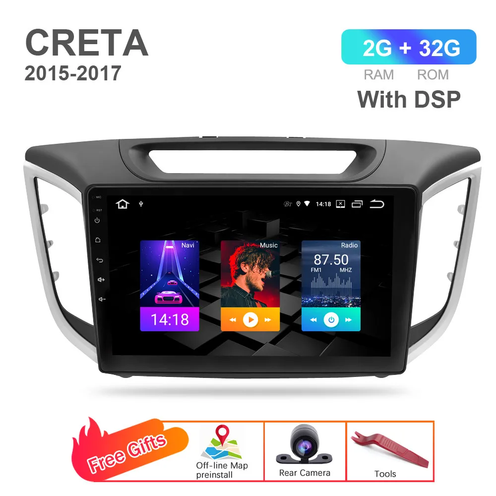 2G with DSP 2015 Android 9,0 Автомобильный DVD Радио gps навигатор плеер для hyundai Creta ix25 Мультимедиа Стерео Wi-Fi головное устройство - Цвет: 2G with DSP 2015