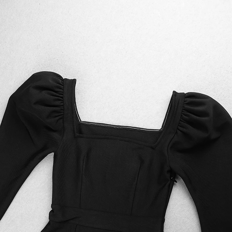 

Sale New Sexy Women V Neck Long Sleeve Midi Black Bandage Dress 2021 Trumpet Fishtail Bodycon Evening Club Party Dress Vestido