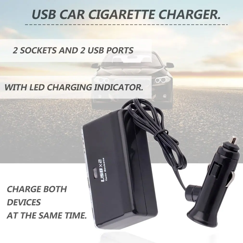 5 В/1 А двойной USB порт 2 сторонний автомобильный разветвитель автомобильное