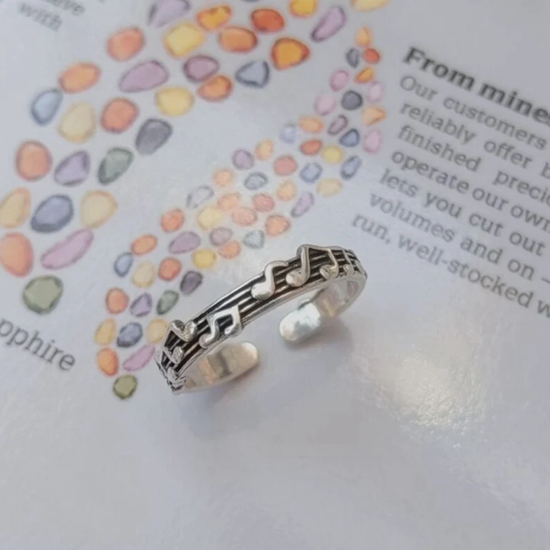 1 шт. литературный пятистрочный ноты кольцо в виде вечерние круглый медный металл