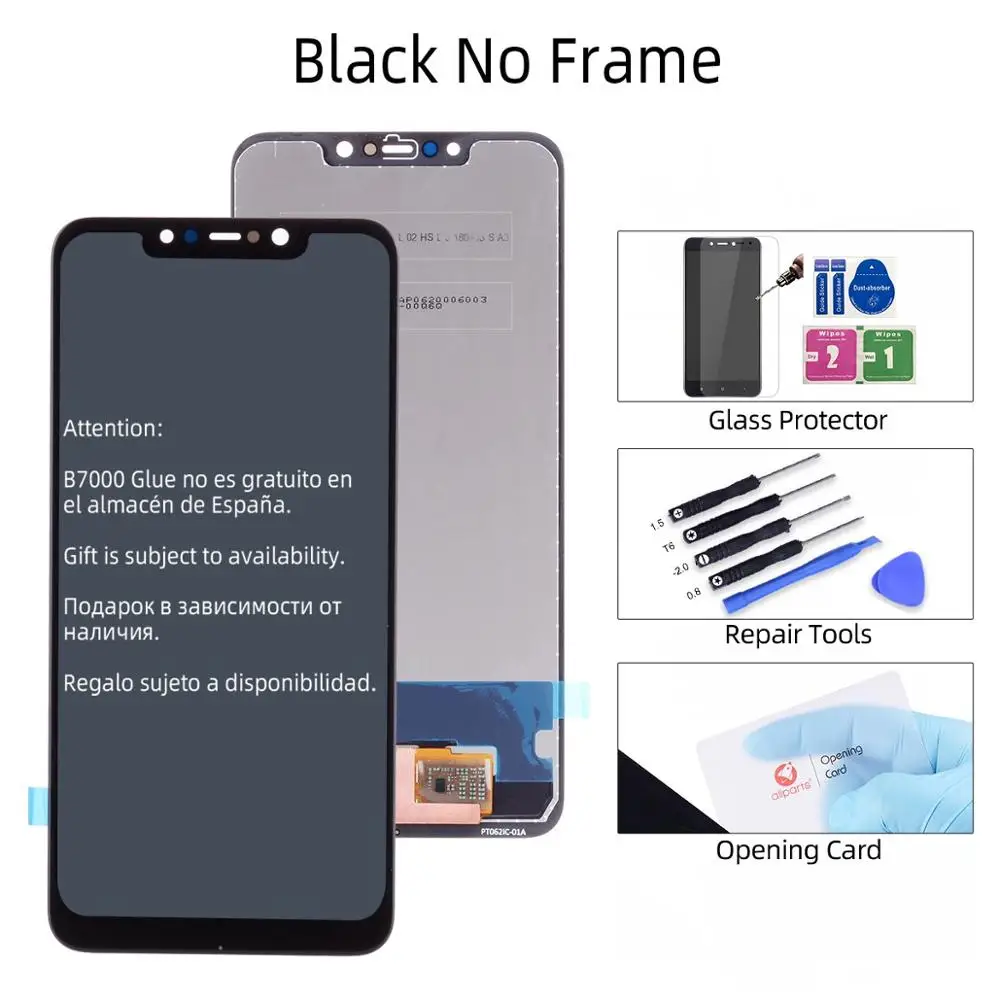 Black No Frame Дисплей для Xiaomi Pocophone F1 LCD в сборе с тачскрином на рамке 6.18'' черный - Цвет: Black No Frame