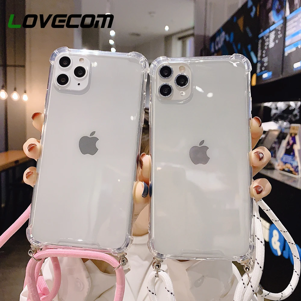 Прозрачный чехол LOVECOM для iPhone 12 Mini 11 Pro Max XR XS 6S 7 8 Plus X противоударный телефона из