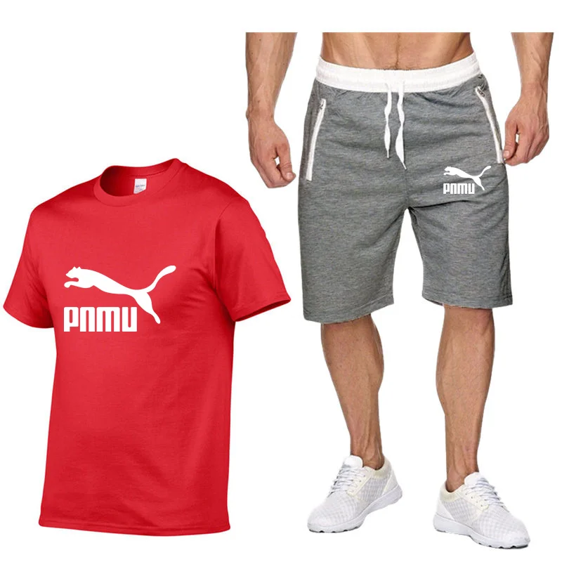 

2021Fashion Tracksuit For Men Summer Shorts Set Short Sleeve Andcasual Clothing Gym Clothes Men's Cropped Pants Suit