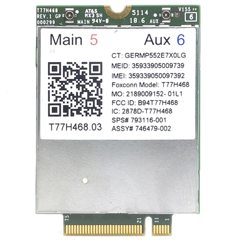 Модуль 4G LT4211 T77H468 GOBI5000 LTE/EV-DO/HSPA + карта WWAN SPS: 793116-001 для HP Elitebook 740 750 820 840 850 G2/810 G3 |