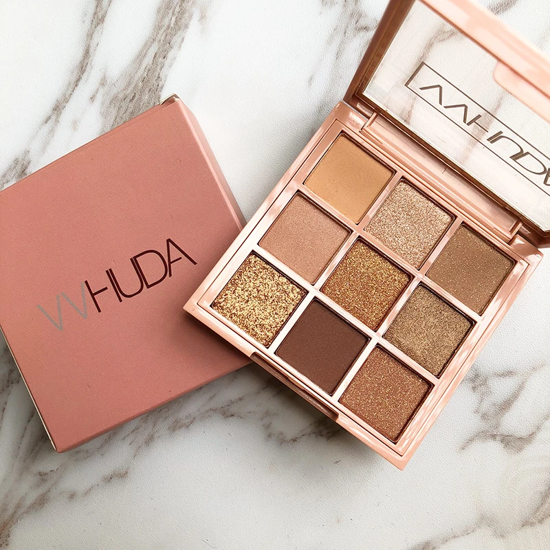 

VVHUDA Eyeshadow Palette Makeup Cosmetics Diamond Glitter Metallic 9 Color Nude Creamy Pigmented Professional Mini Shadow Kit
