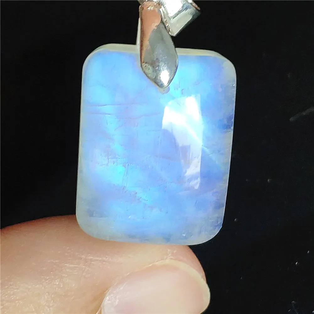 

Genuine Natural Blue Light Moonstone Gemstone Women 20x15x7mm Rare Clear Pendant Moonstone Oval Necklace Rare Jewelry AAAA