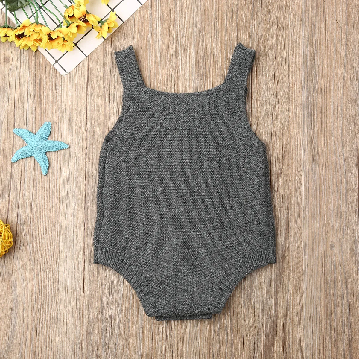 

Infant Baby Boy Girl Knitted Bodysuit Cute Baby Spring Autumn Clothing Newborn Heart Star Clothes Jumpsuit Sleeveless Outfits