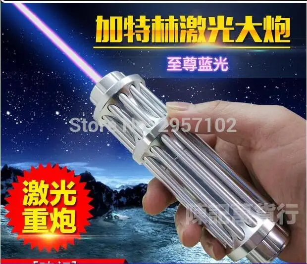 

High Power Military 500000m 5000W Blue laser pointer 450nm Flashlight Light Burning Match/dry wood/black/Burn cigarettes Hunting
