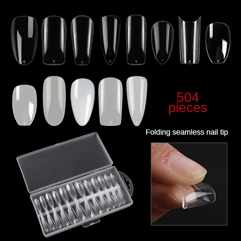 

manicure nail salon sharp nail folding nail 504 pieces fake press on DIY design nails tips packing box
