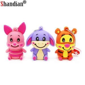 Мультфильм тигр флеш-диск USB 2,0 4 ГБ, 8 ГБ, 16 ГБ, 32 ГБ, 64 ГБ, 128 г ручка Ослик диски реальные Ёмкость Memory Stick свинья U диск студенческие подарки