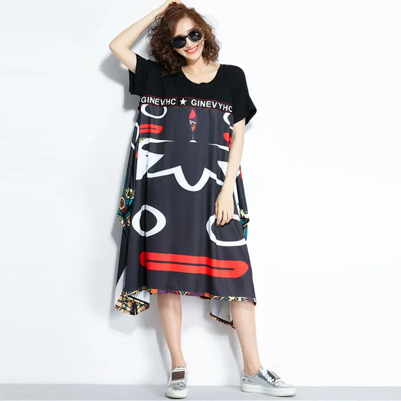 2019 летнее платье в стиле искусства женское модное свободное Повседневное с