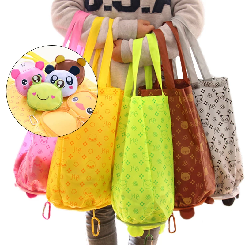 

Новые складные сумки для покупок, милая мультяшная сумка для хранения, портативные сумки, вместительная сумка-Органайзер, многоразовая эко-...