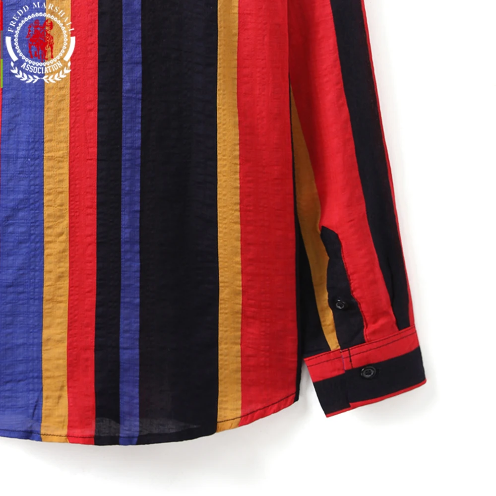 FREDD MARSHALL 2020 New Hip Hop Button-Down Multi Striped Shirt Men Fashion Casual Long Sleeve Streetwear camisa masculina 253 | Мужская