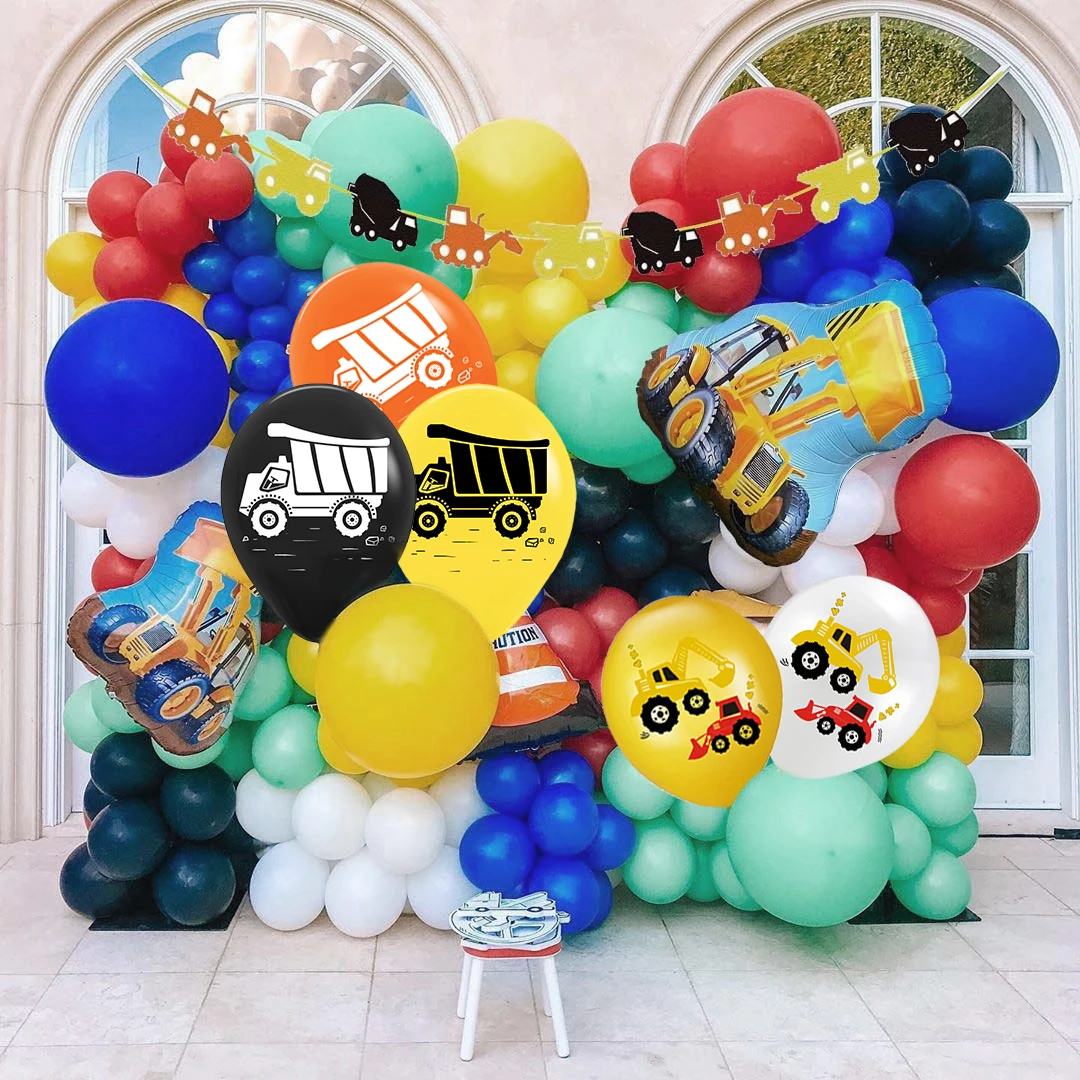 

Excavator Inflatable Balloons Construction Tractor Theme Banners Truck Vehicle Baby Shower Kids Boys Birthday Party Supplies