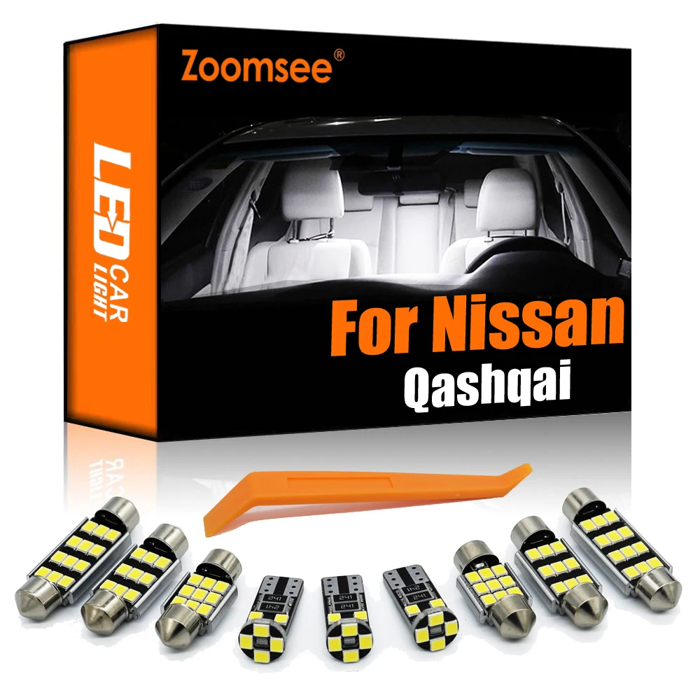 Zoomsee 11Pcs Interior LED Light Kit For Nissan Qashqai J10 J11 J12 2007-2019 2020 2021 2022 Canbus Car Bulb Indoor Dome Trunk