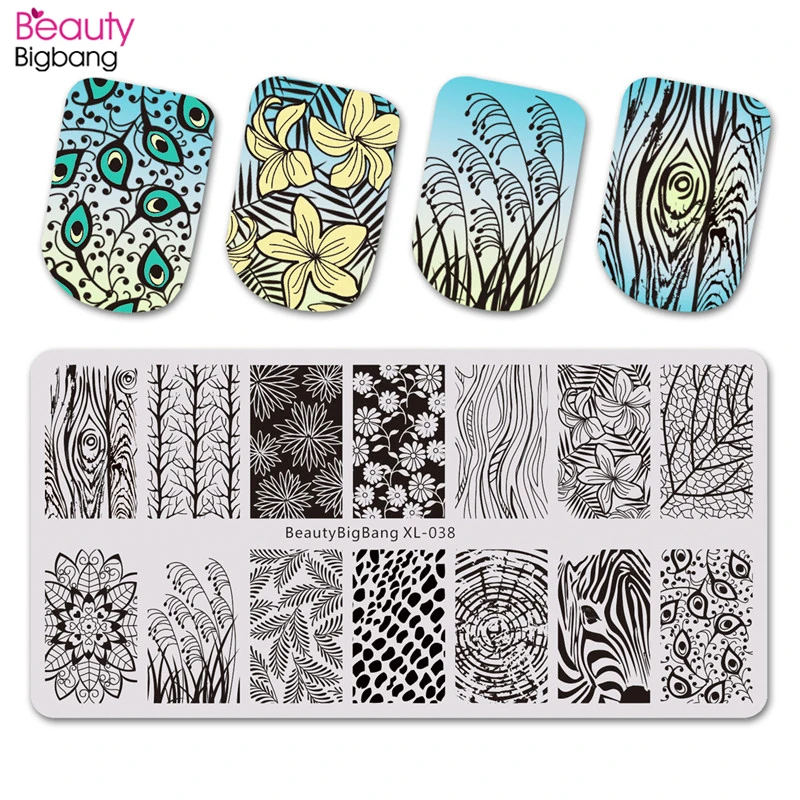 

BeautyBigBang Nail Stamping Plates 6*12cm For Stamping Retro Flower Leaf Theme Nail Art Template Stamping For Nails BBB XL-038