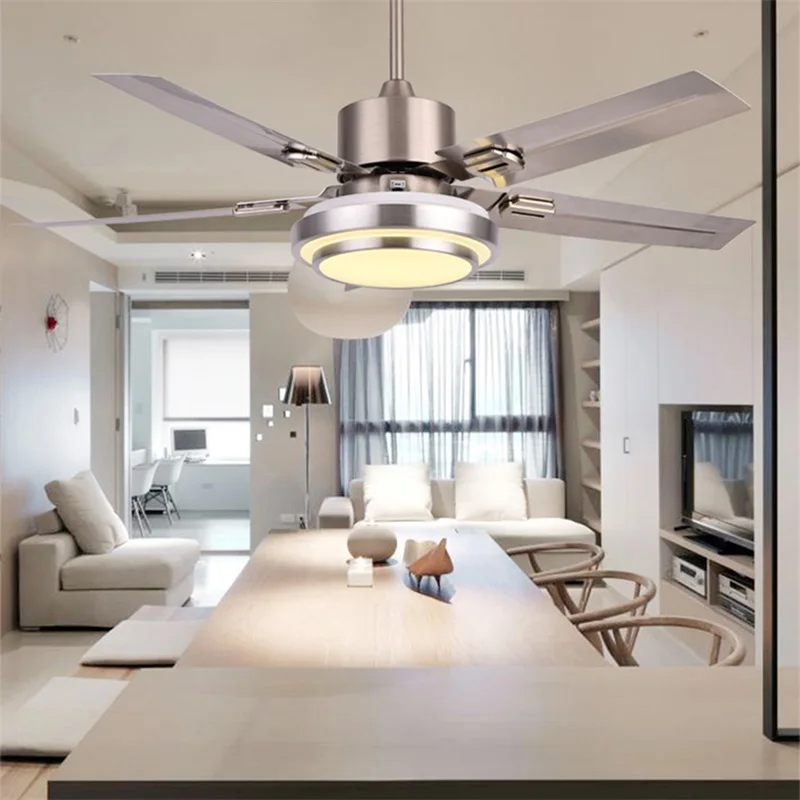 

SAROK Modern Nordic Ceiling Fans With Light Silver 3 Colors LED Remote For Home Dining Room Bedroom Parlor Office Decoration
