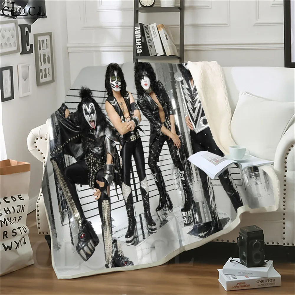 

Double Layer Blankets KISS Rock Band 3D Character Print Weighted Quilt for Home Decoration Sofa Adult Nap Plush Throw Blanket